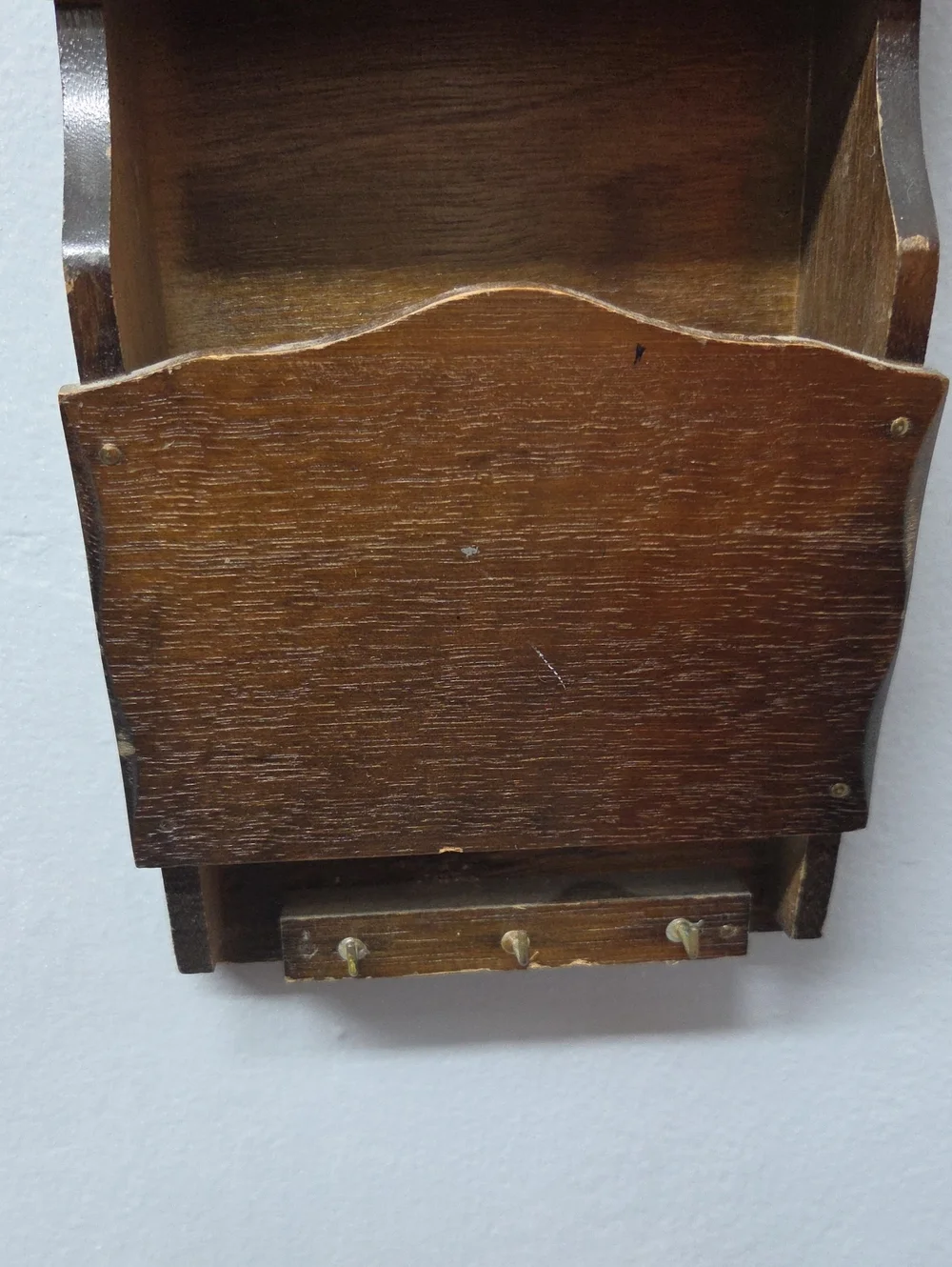Vintage Brown Wooden Wall Mail Organizer with Eagle Accent - Unbranded